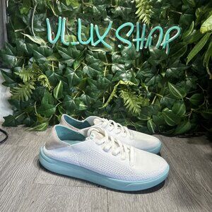 Reef Men Swellsole Neptune Sneakers Sz  10 White Blue Knit Slip On Casual Shoes